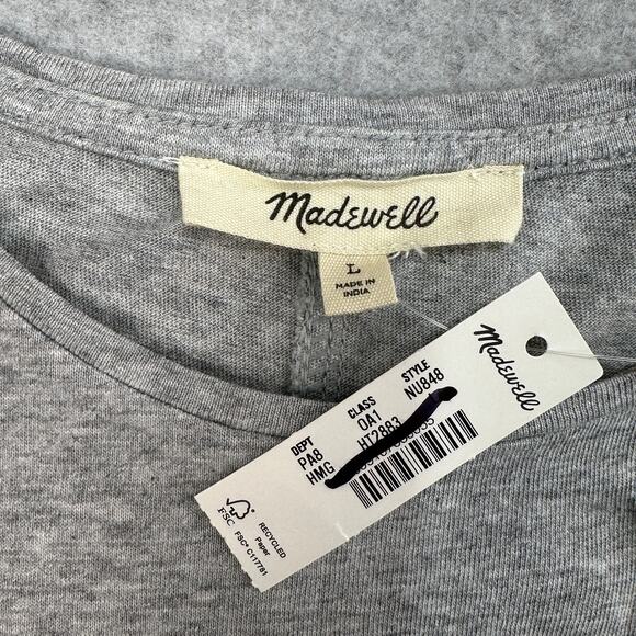 Madewell Essential Slim Tee WMNS L Heather Gray Lightweight Cotton Short Sleeve - Picture 4 of 9